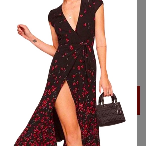 reformation carina midi wrap dress Reformation Green Carina Midi Wrap Dress by Reformation